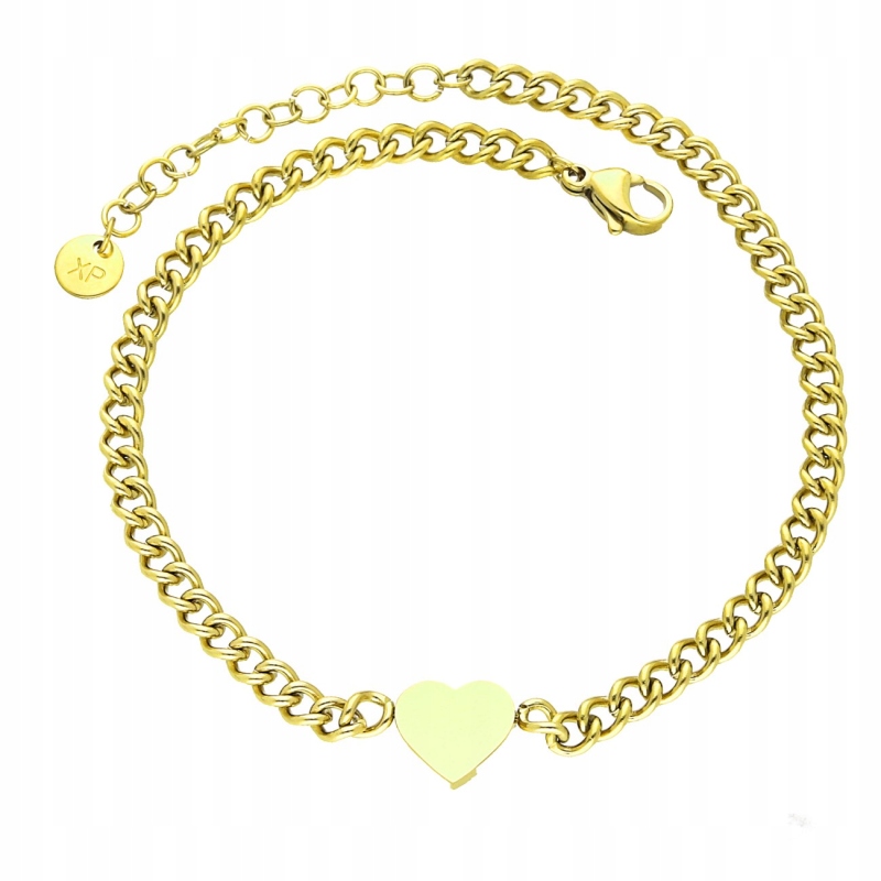 Bransoletka Pancerka Serce łańcuszek Stal