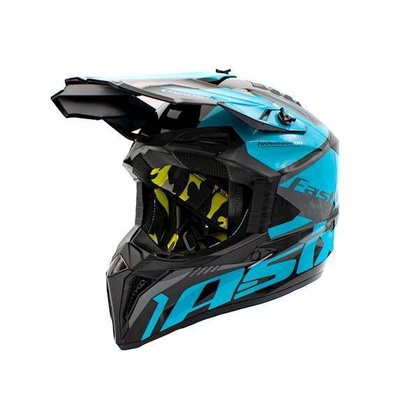 Kask Asix Motocyklowy Junior Dziecięcy Cross Atv Enduro Turkusowy M