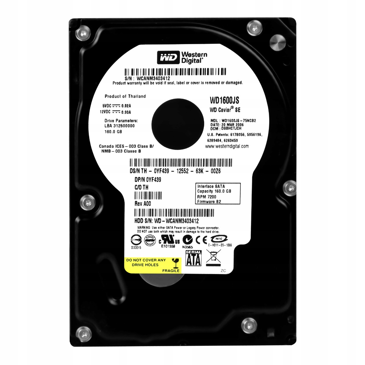 Dell 0YF439 160GB 7.2K 8MB Sata II 3.5'' WD1600JS