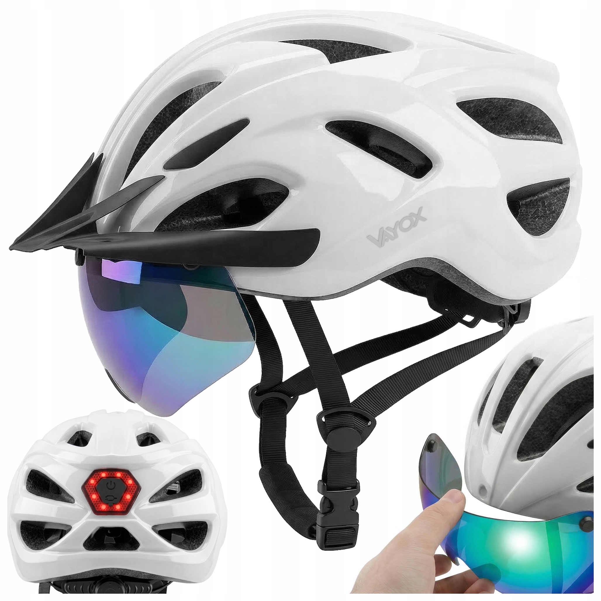 Cyklistická Přilba Mtb Nastavitelná S Led Stříškou, Rychlospojka, Velikost L Speed Vayox