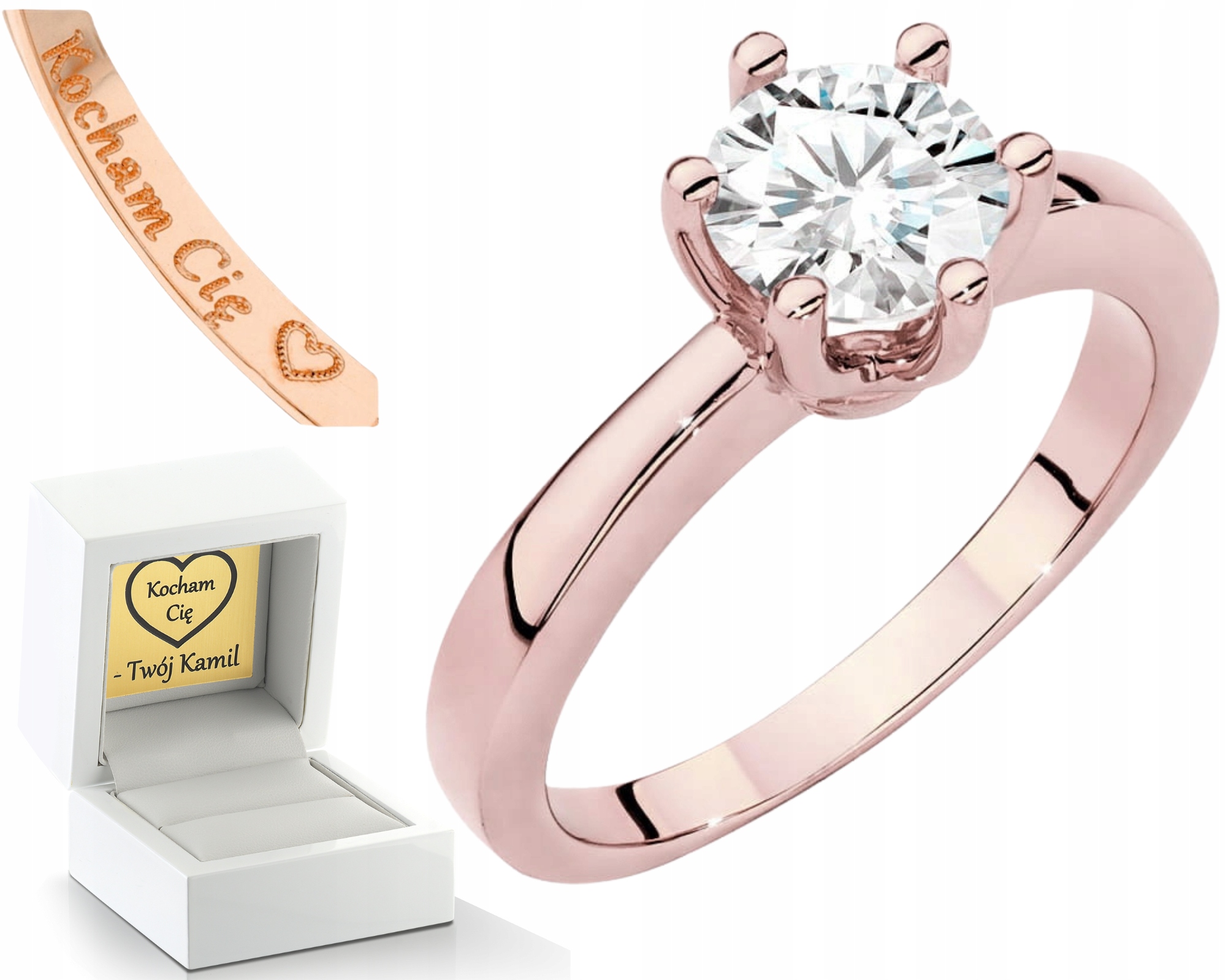 Růžové Zlato Prstýnek S Briliantem Lab 1,00 Ct