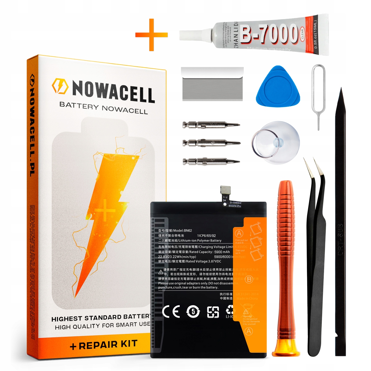 Zestaw Bateria BN62 Klej do Xiaomi Redmi 9T Poco M3 6000 mAh Akumulator