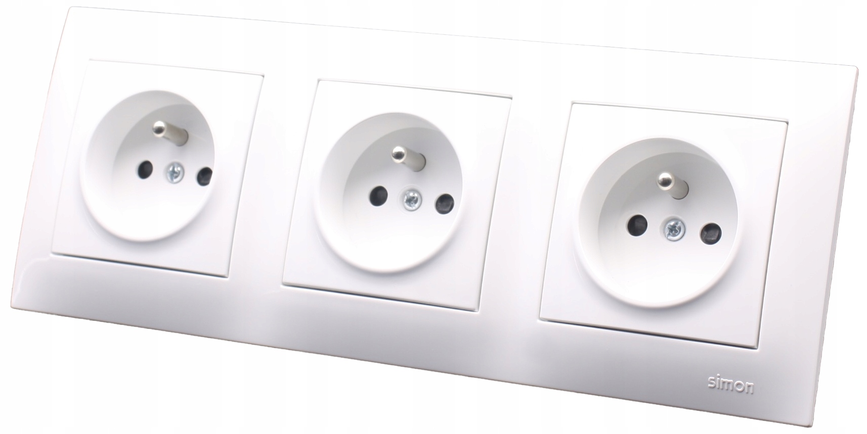 3-násobná zásuvka do kanceláře i domácnosti bílá, bezpečnostní sada s rámečkem Simon 54