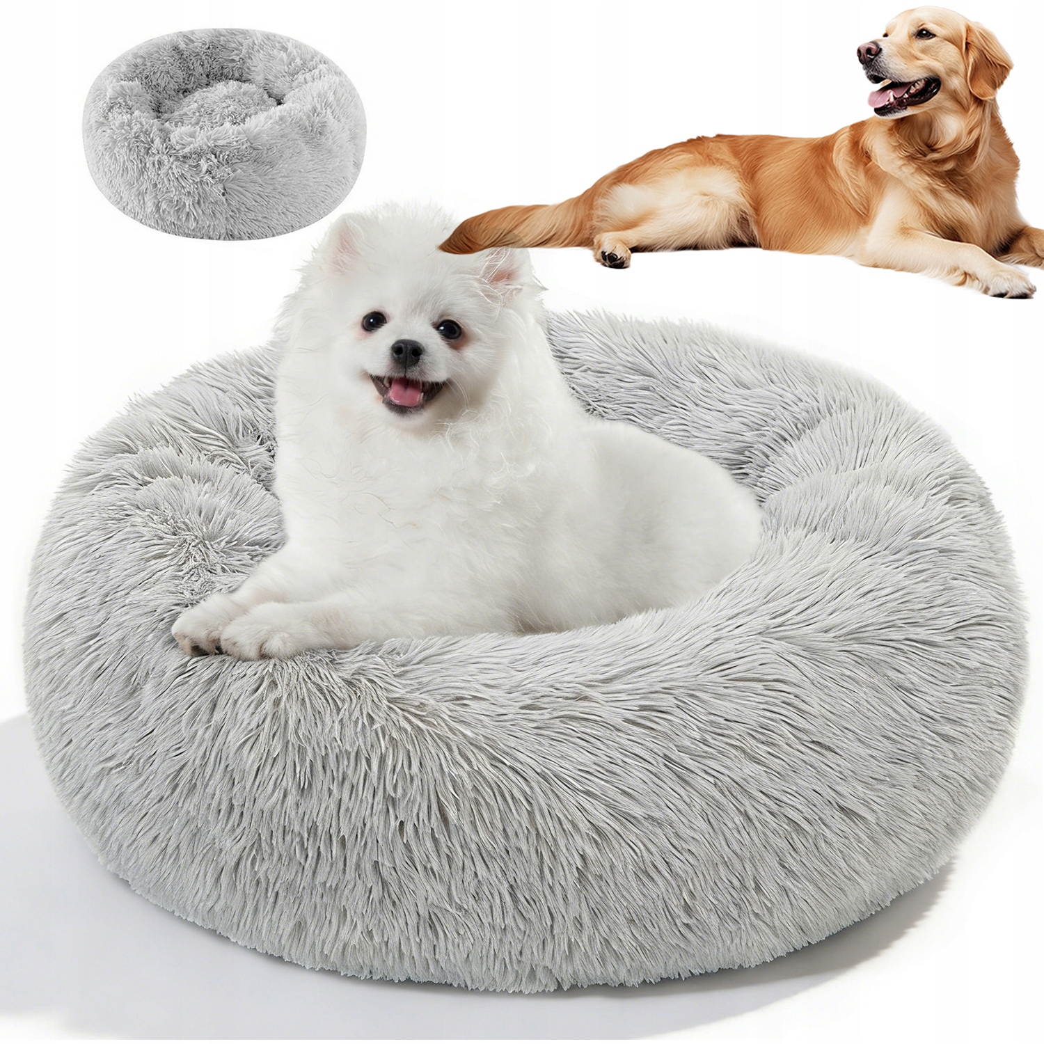 Pelíšek Pro Psa Kočku Kulaté, Měkké, S Vysokými Okraji, Šedé, 60 X 20 CM