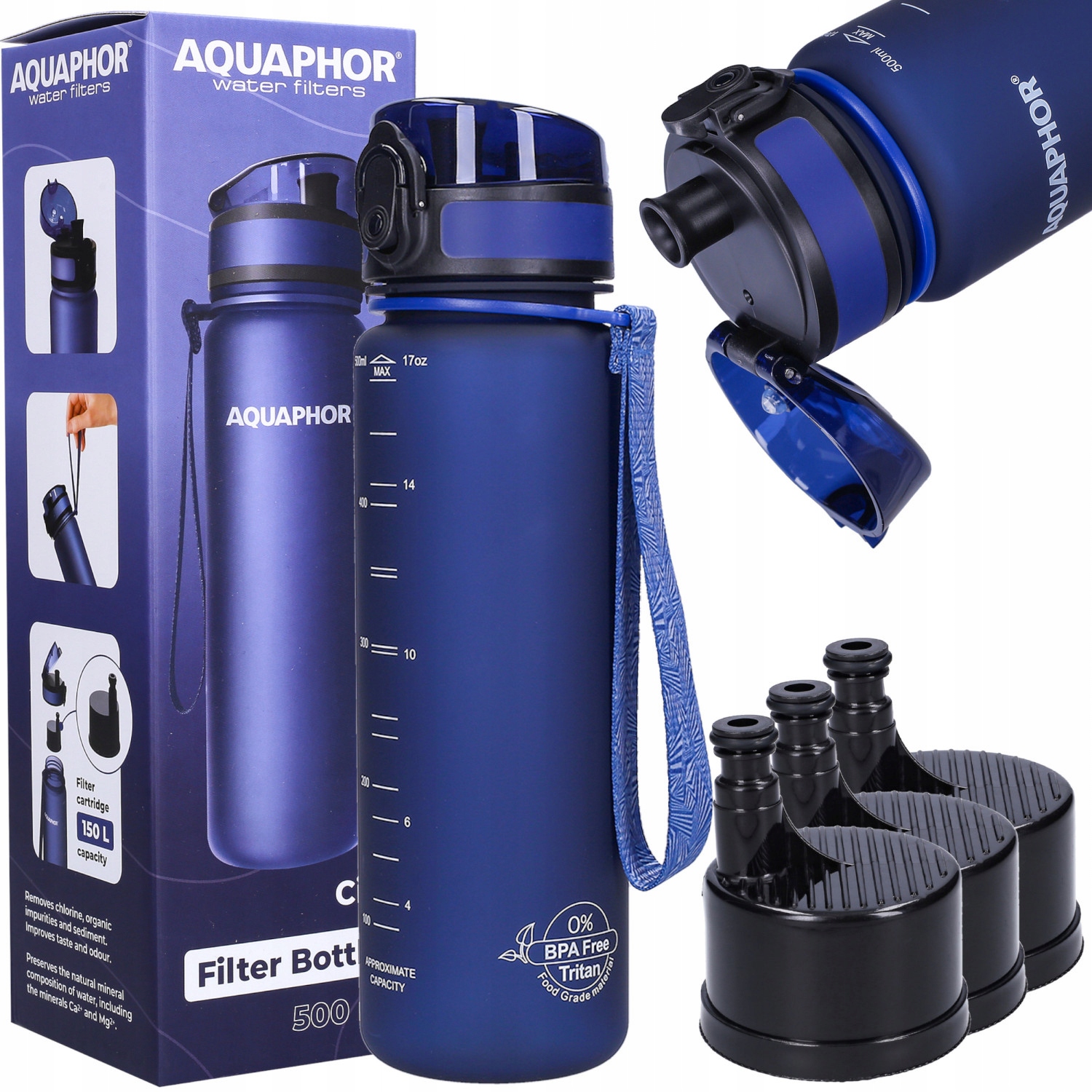 

Bidon Filtr Butelka Aquaphor City Granat +3 Wkłady