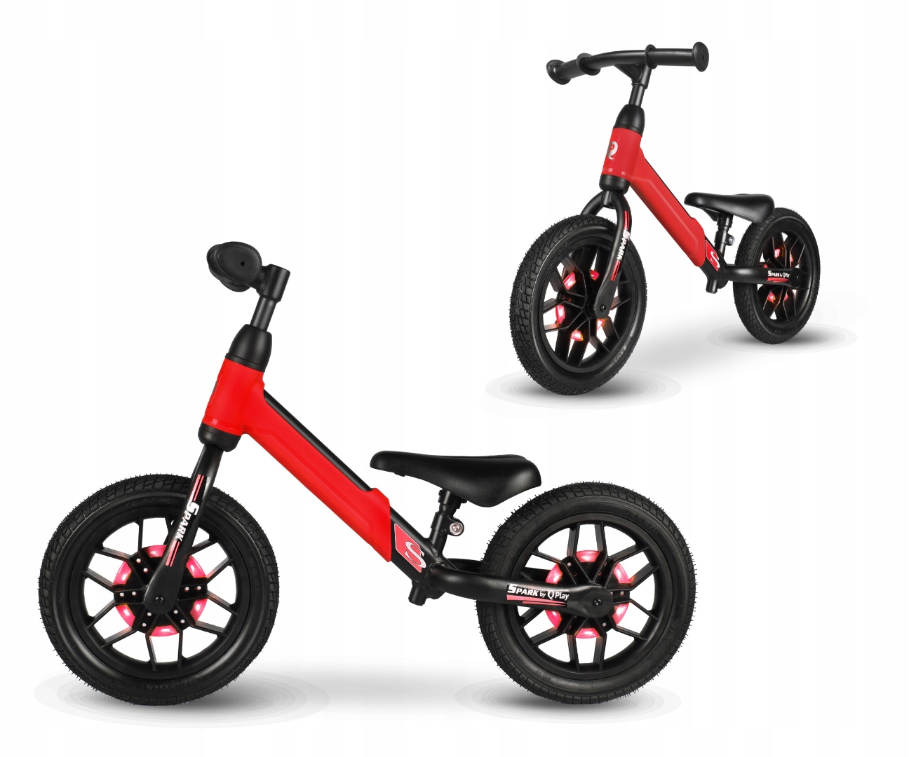 Qplay odrážedlo Spark Regulovatelné Kola 12 Led Tiché Pneumatiky Sport 3-6 let