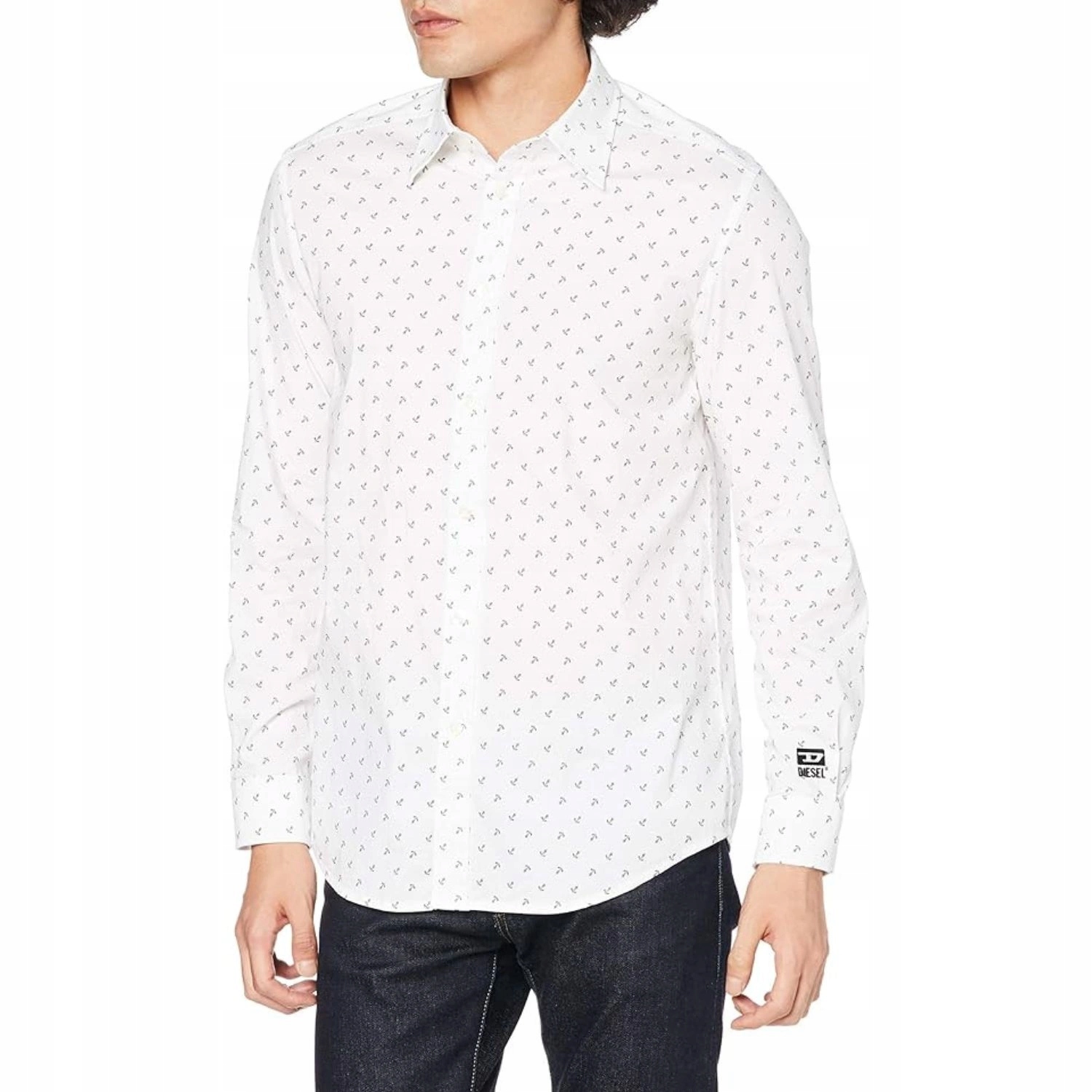 Pánská košile s dlouhým rukávem Diesel klasická, bílá, vzor vel. S