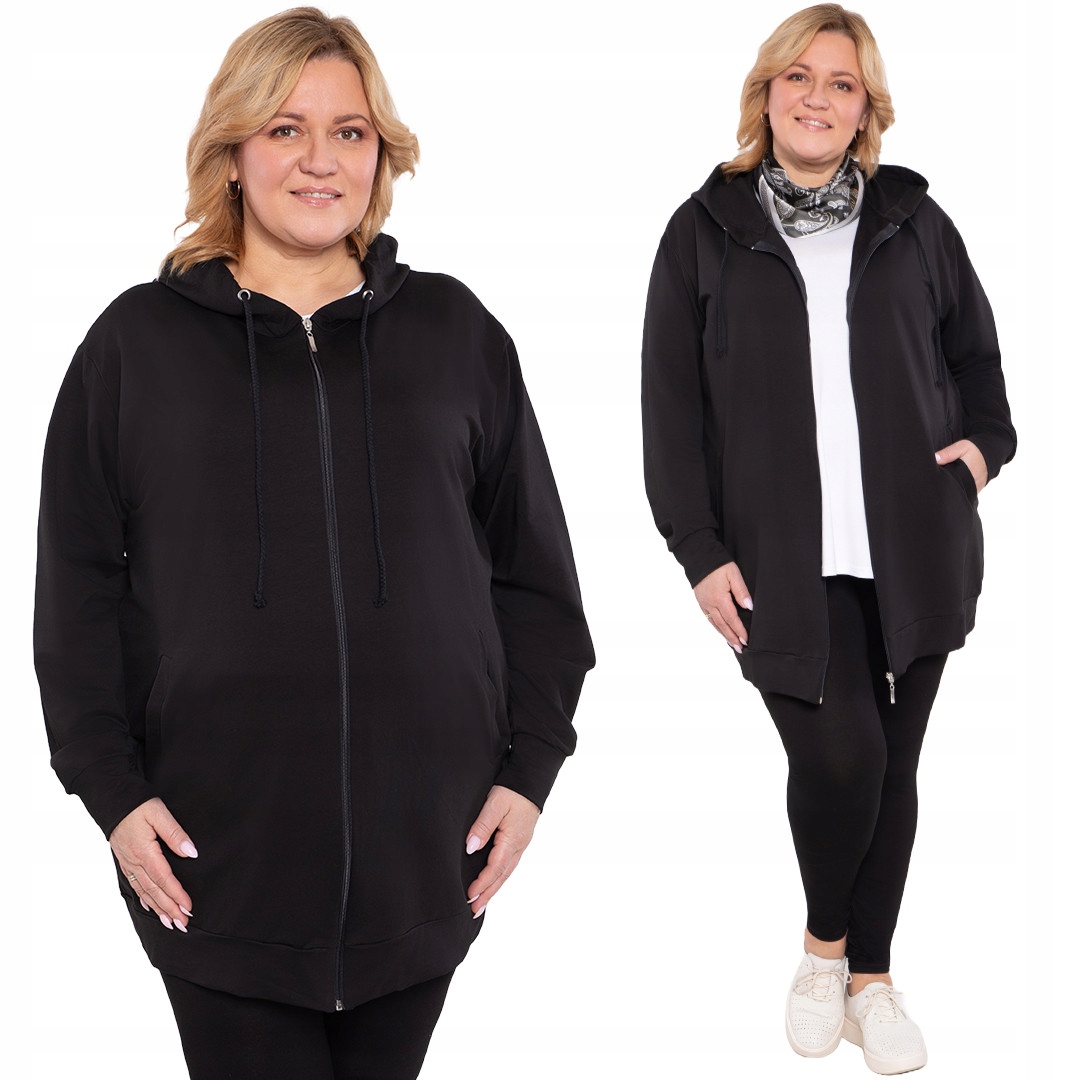 Černá mikina s kapucí kapsami 56/58