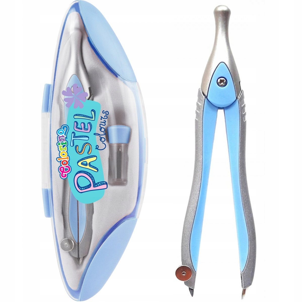 Cyrkiel Szkolny Pastelowy W Kasetce Etui + Zapasowe Grafity Colorino Kod producenta 87355PTR