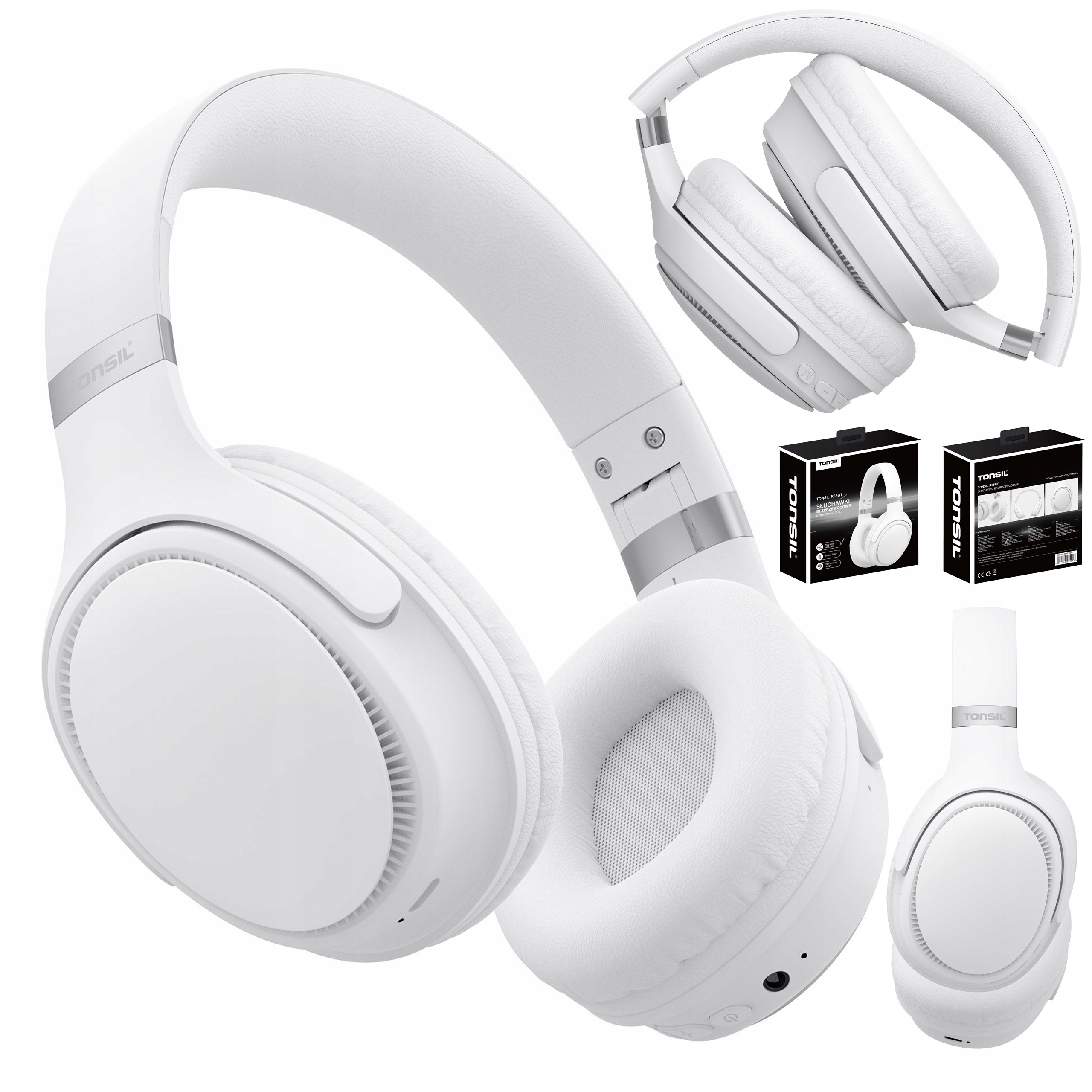 Bezdrátová sluchátka Tonsil R35BT Bílá Náušní Bluetooth Sd Fm