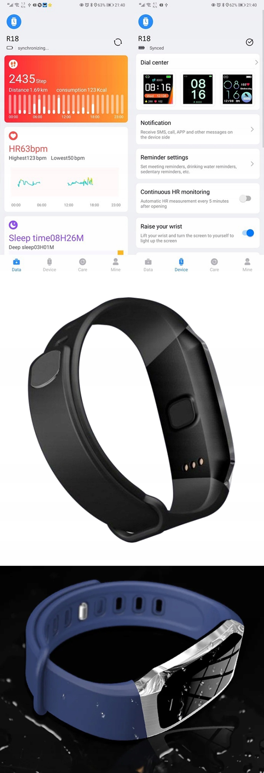 SMARTWATCH SMARTBAND ZEGAREK SPORT OPASKA SPORTOWA CIŚNIENIE DAMSKI AMOLED Materiał paska guma