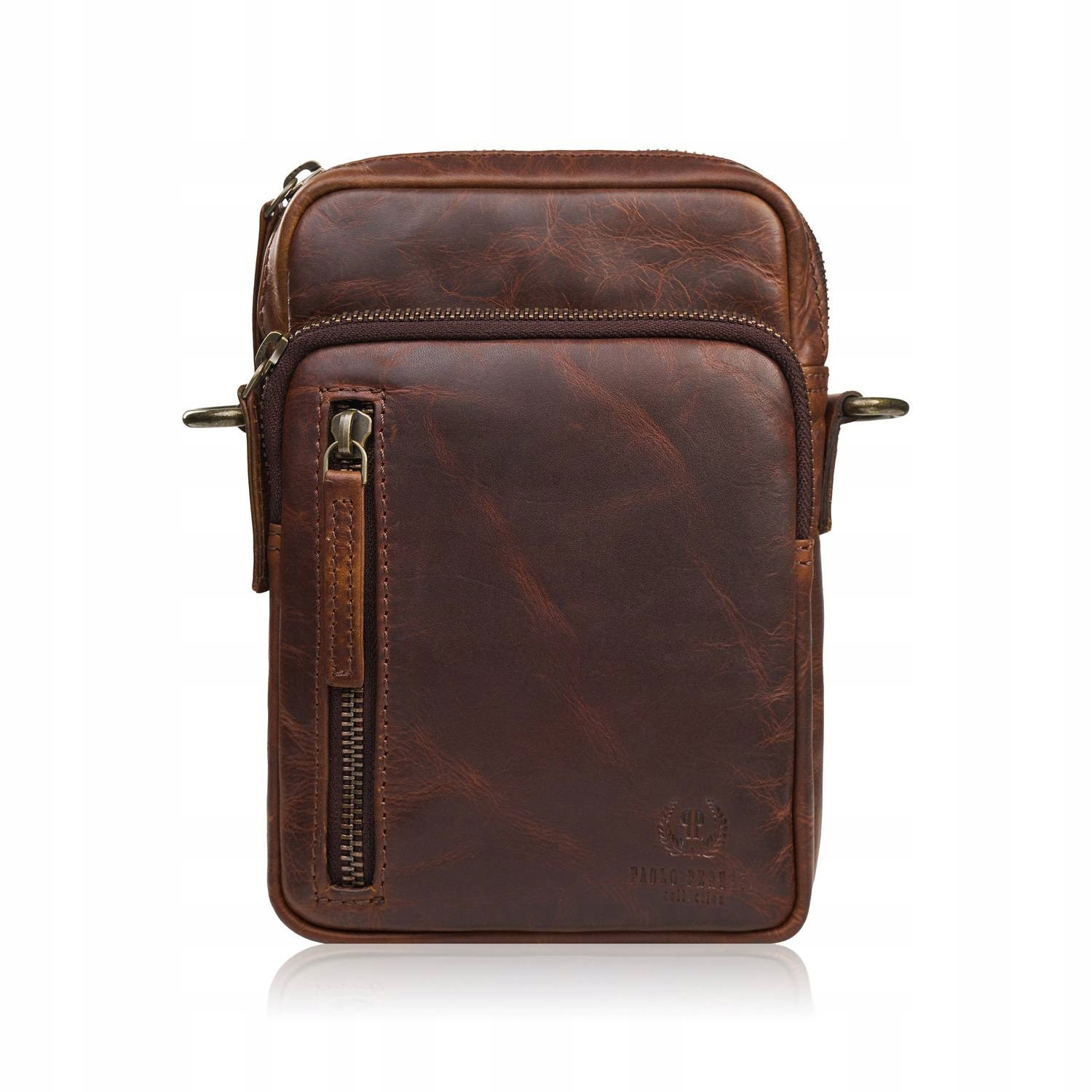 Pánská kožená taška přes rameno hnědá malá praktická Paolo Peruzzi