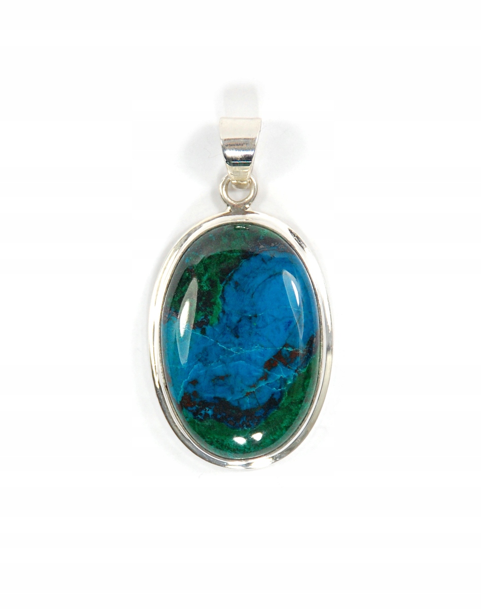 Přírodní Přívěsek Chrysocolla ve stříbře