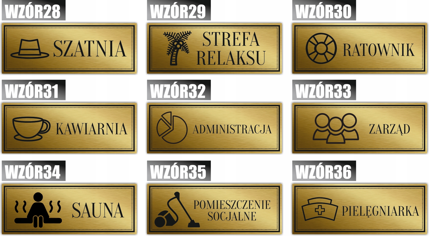 Tabliczka informacyjna GRAWER Złota UWAGA KOT piktogram Rodzaj tablicy grawerowane