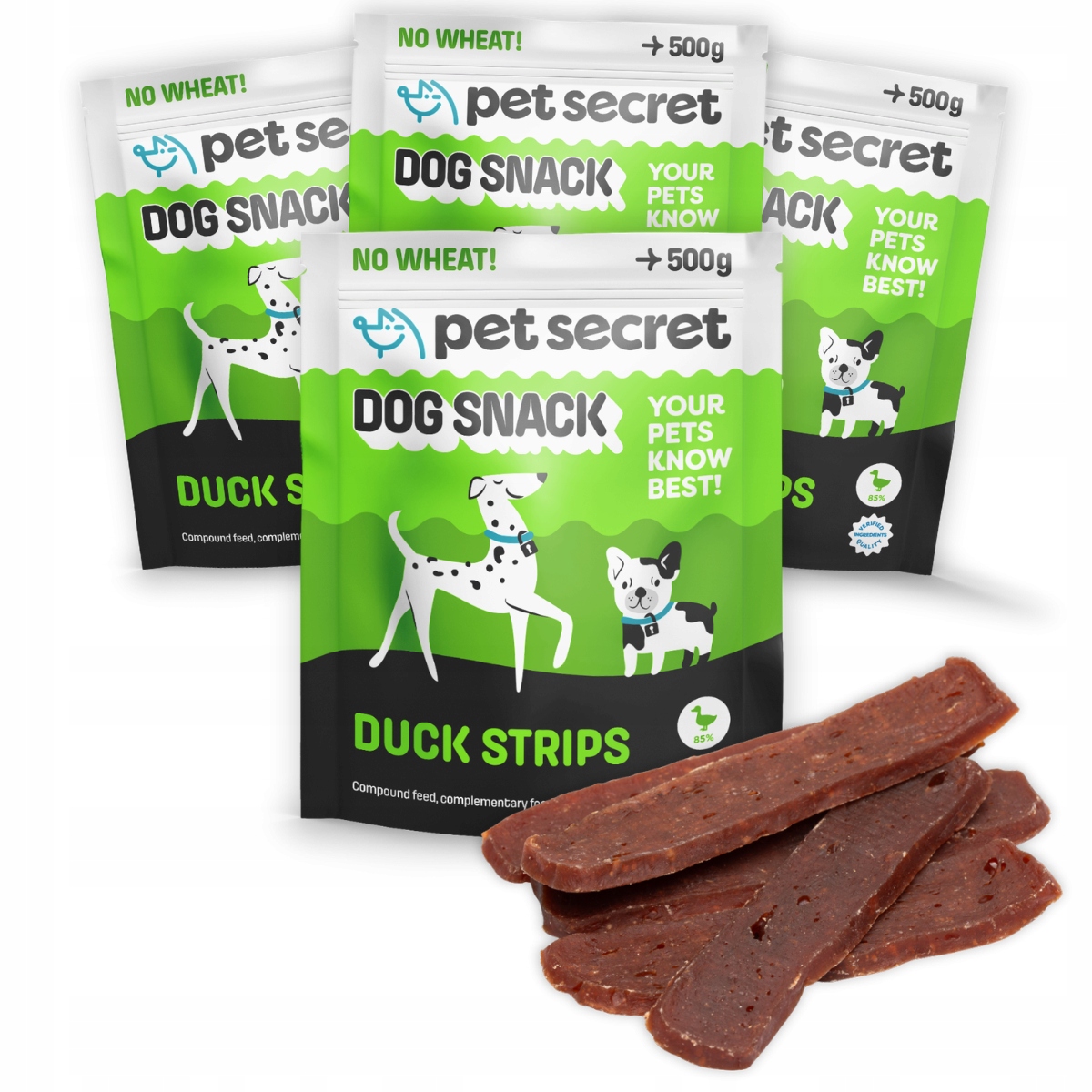 Pochoutky pro psa 4x500g Měkké filety s kachnou, masové proužky Pet Secret