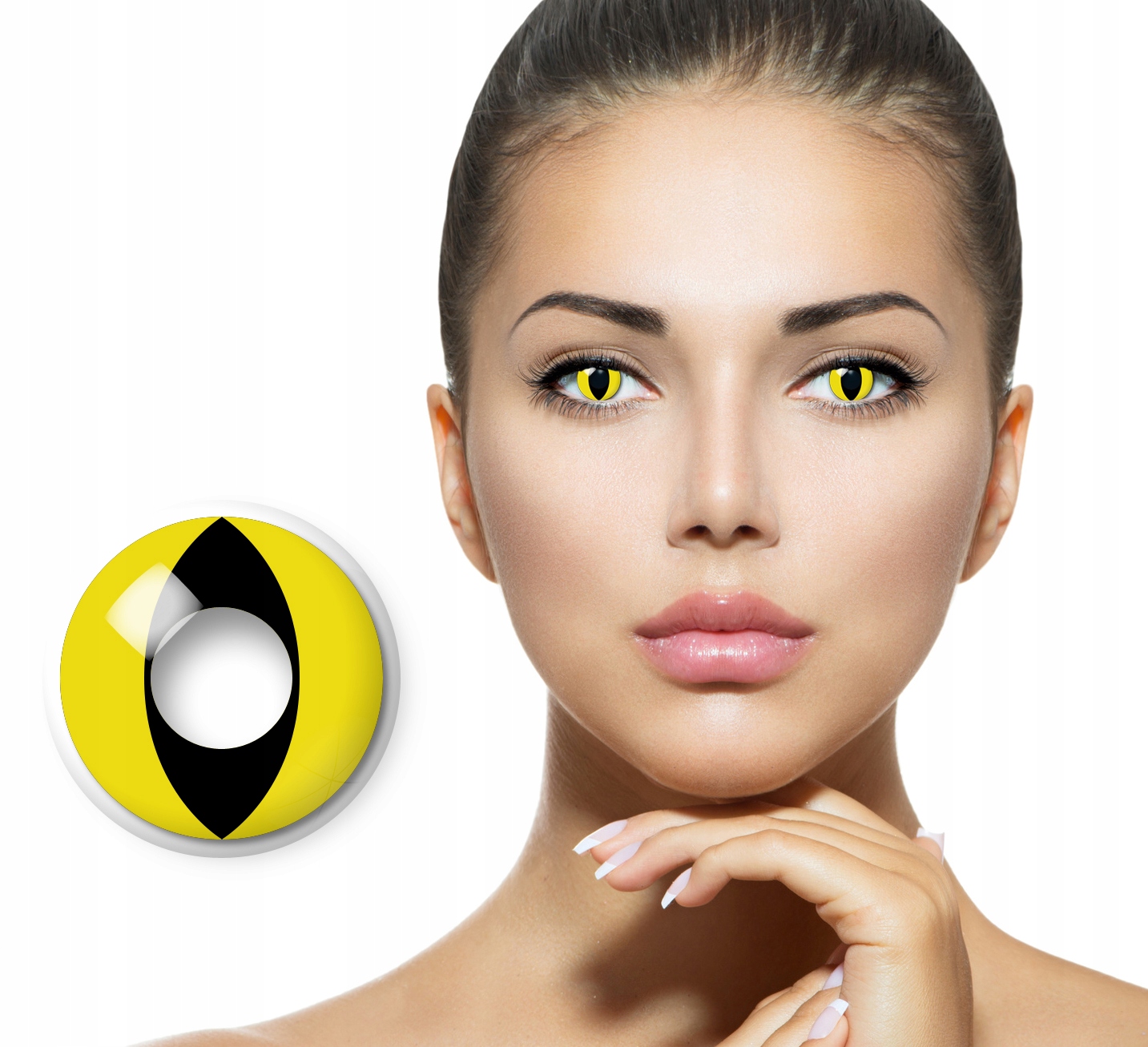 

Kolorowe Soczewki Crazy Cat Eye Żółte Halloween