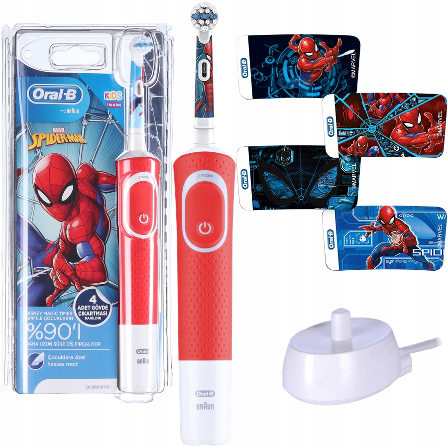 Oral-B Detská elektrická zubná kefka Spiderman so samolepkami