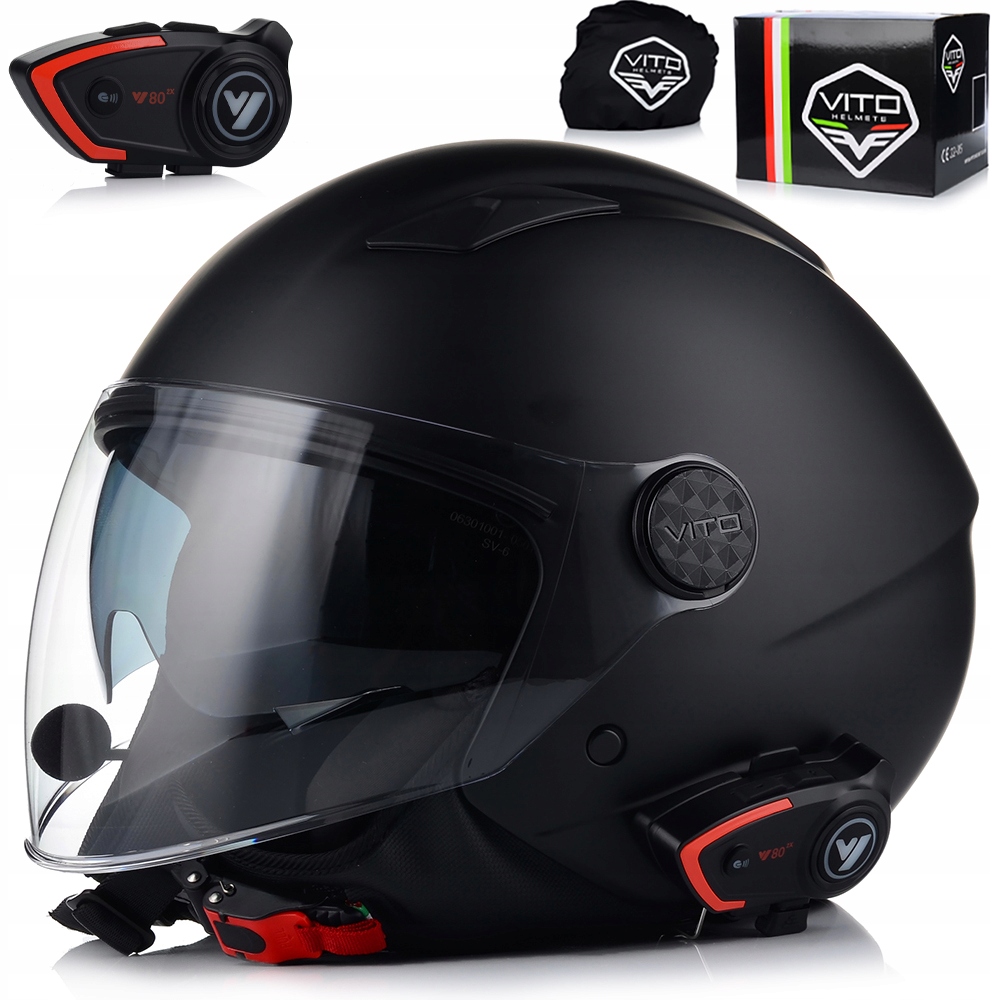 Otvorená Motocyklová Prilba Vito Sarenta S Blendou Interkom Vito Bluetooth