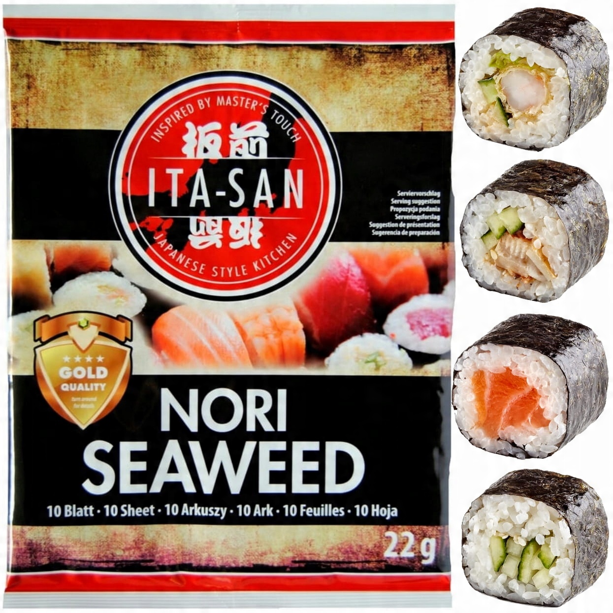 

Wodorosty Nori Algi Do Sushi Gold 10 Sztuk Ita-san
