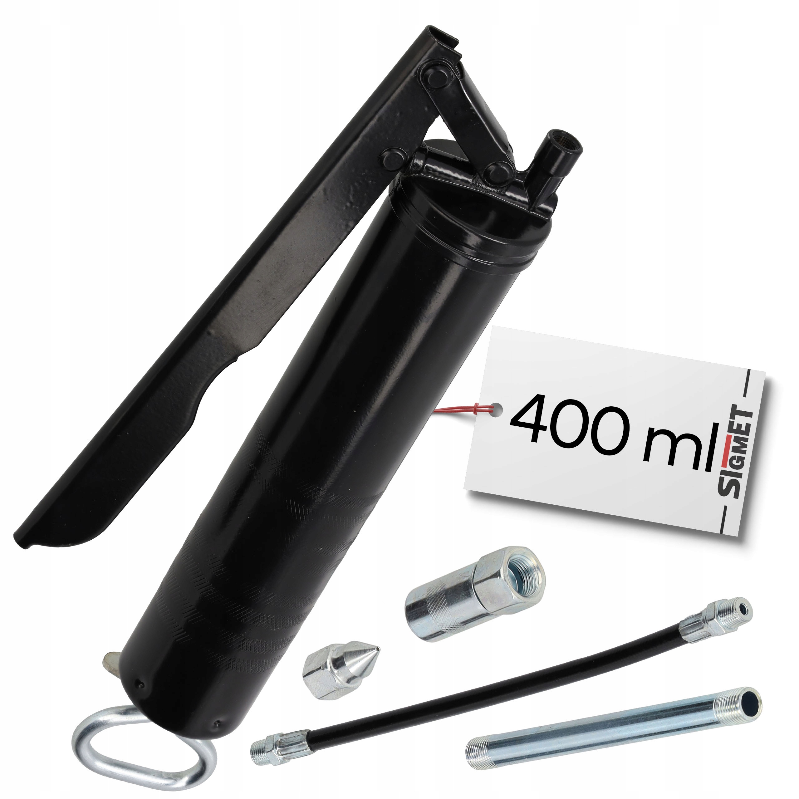 Ruční páková mazačka 400 ml kovová 2 vodiče koncovky