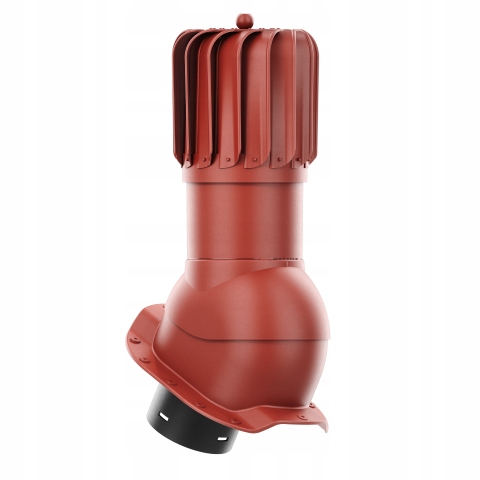 Rotačný krb Rotoline pre plechovú krytinu R fi 150 mm, podlhovastý, červený