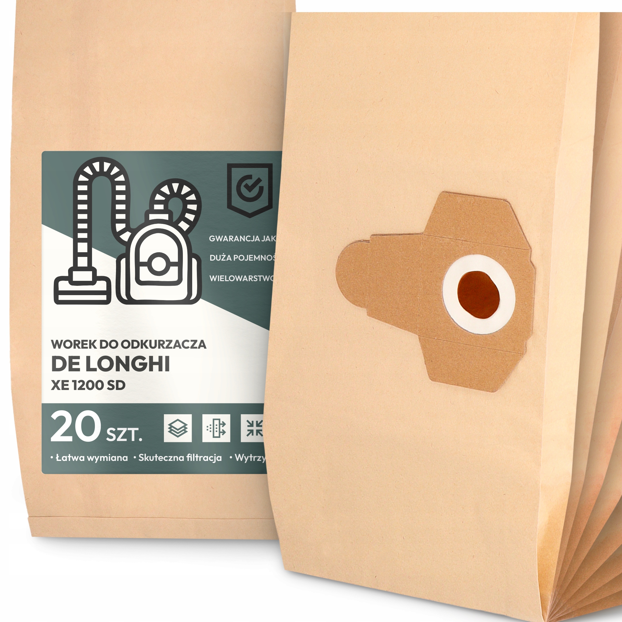 20 x Sáček Do Vysavače Longhi Xe 1200 Sd Papírový Velký Silný Sáčky 2A