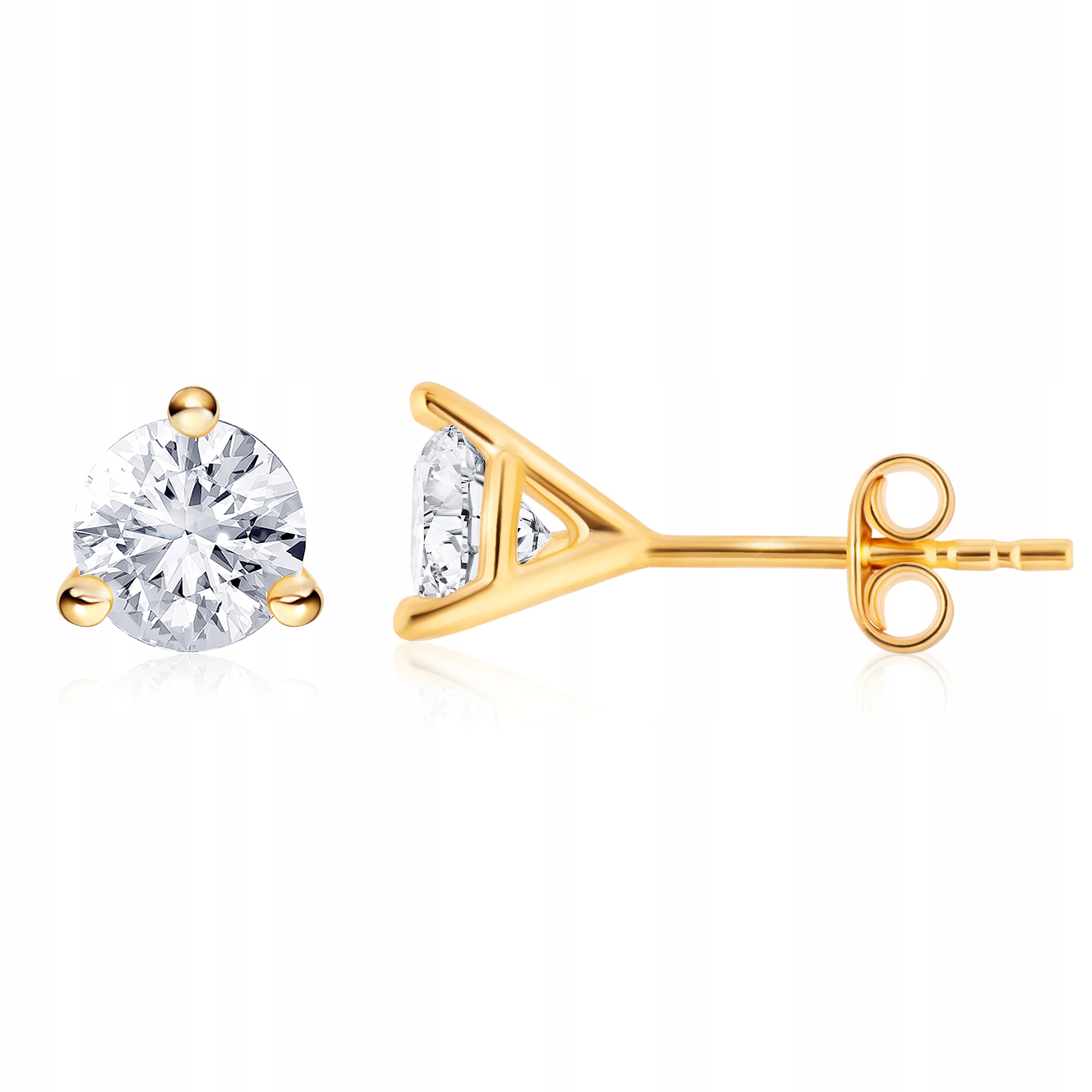 Złote Kolczyki Z Kryształem 6MM Wkrętki Sztyfty Damskie Dla Niej