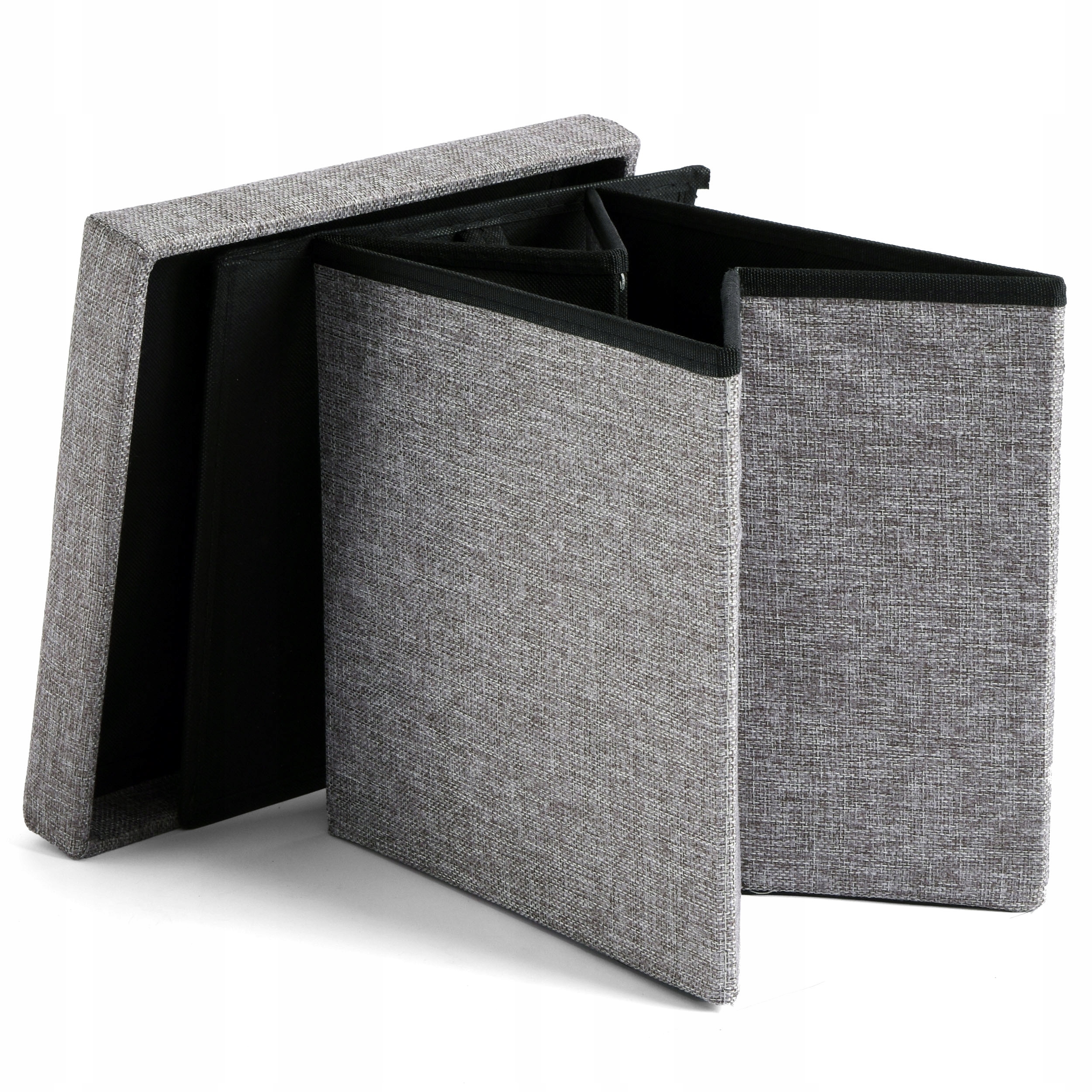 PUFA OTWIERANA SKŁADANA TAPICEROWANA SKRZYNIA POJEMNIK ZE SCHOWKIEM r. L Kolor obicia odcienie szarości