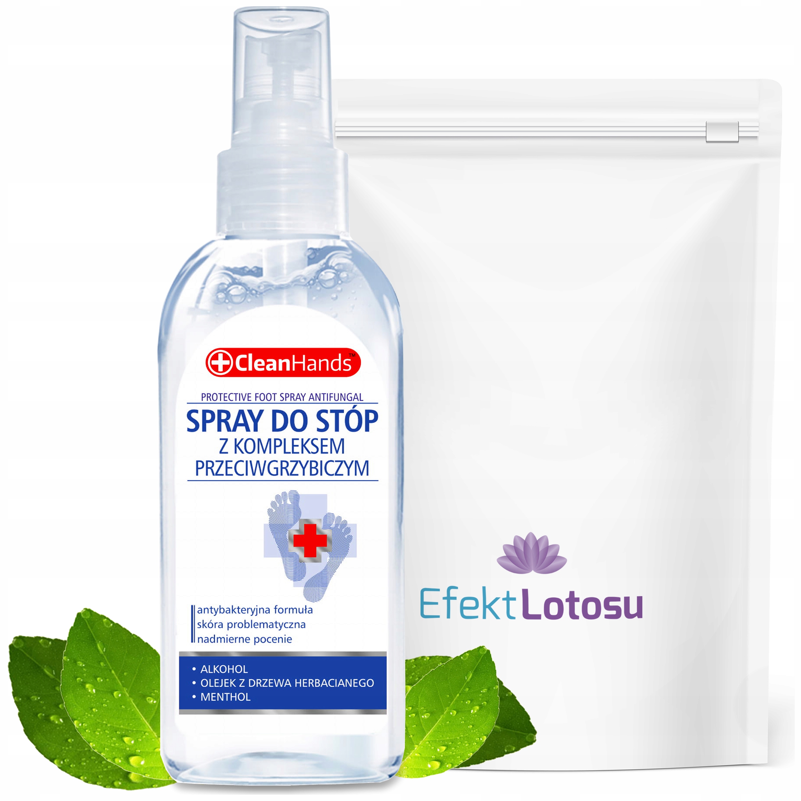 SPRAY DO STÓP PRZECIW GRZYBICA GRZYBICY CleanHands ANTYBAKTERYJNY + GRATIS