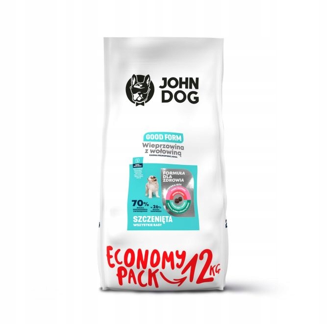 Levně Suché krmivo pro štěňata a vepřové maso John Dog 12 kg