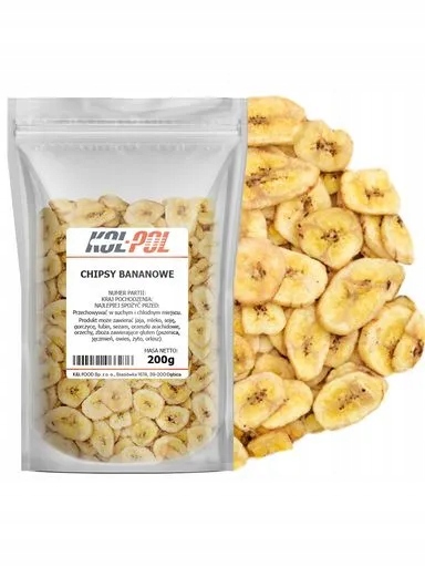 Levně 5 x Chipsy Banánové 200 g Sušené banány, křupavá svačinka, kvalita Kol-Pol