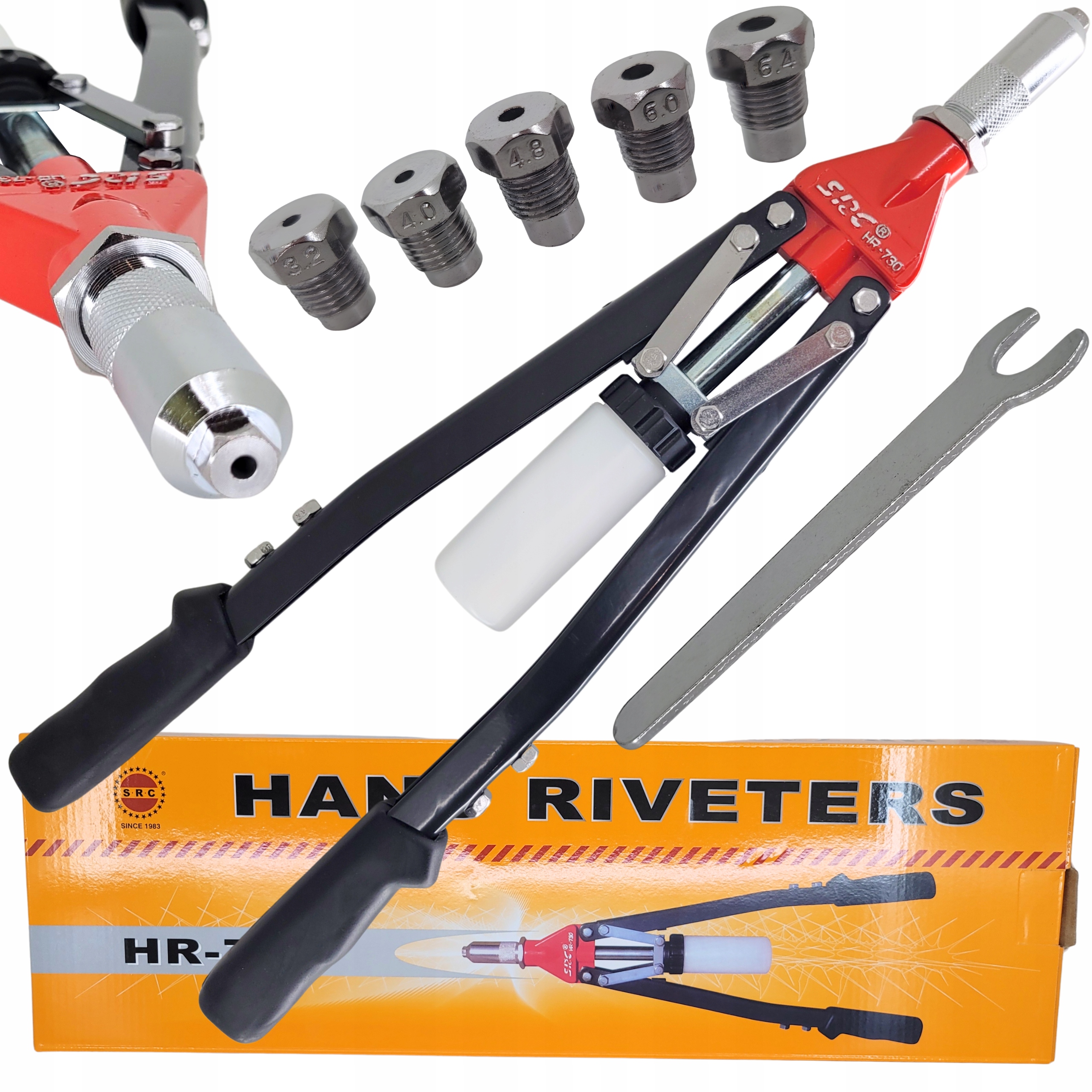 Nýtovač na nerezové ocelové nýty 3,0-6,4 mm Nejsilnější ruční