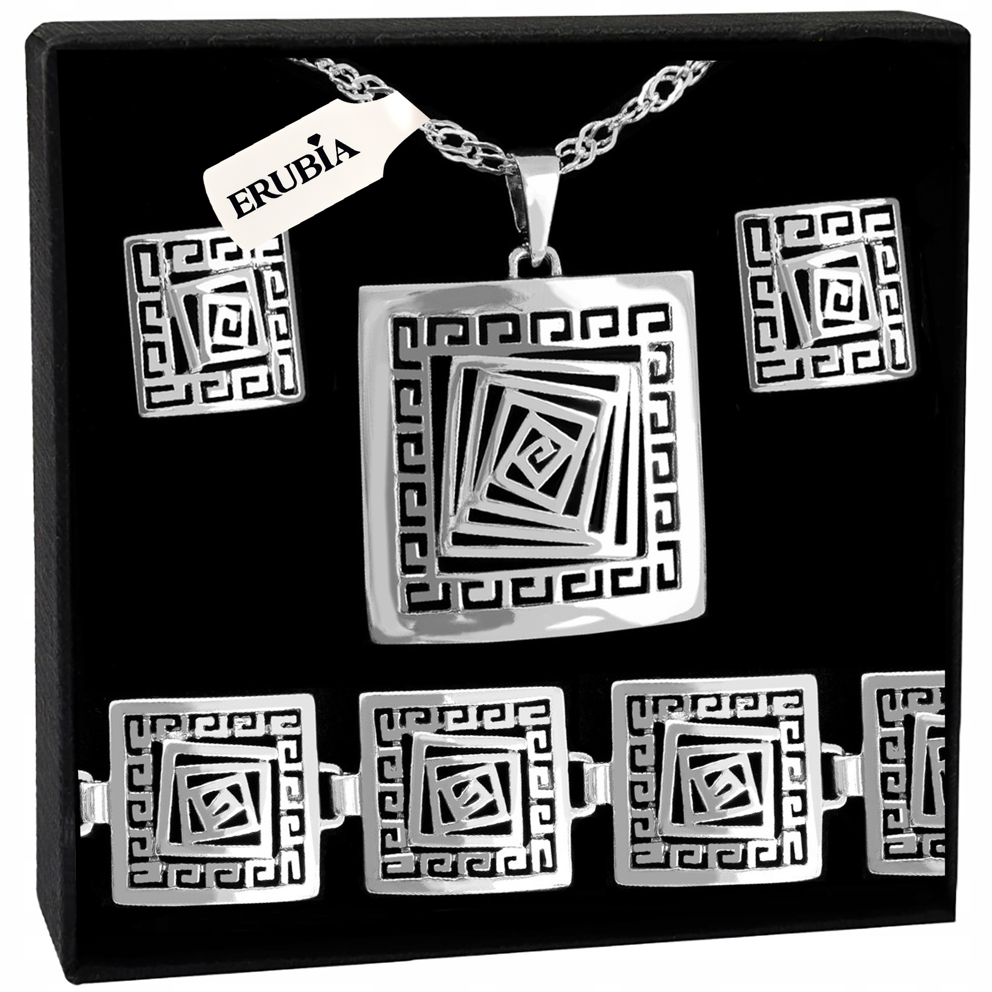 Sada Stříbrných Šperků Náhrdelník Ryzost 925 Řecký Motiv Pro Ni 45+5 CM