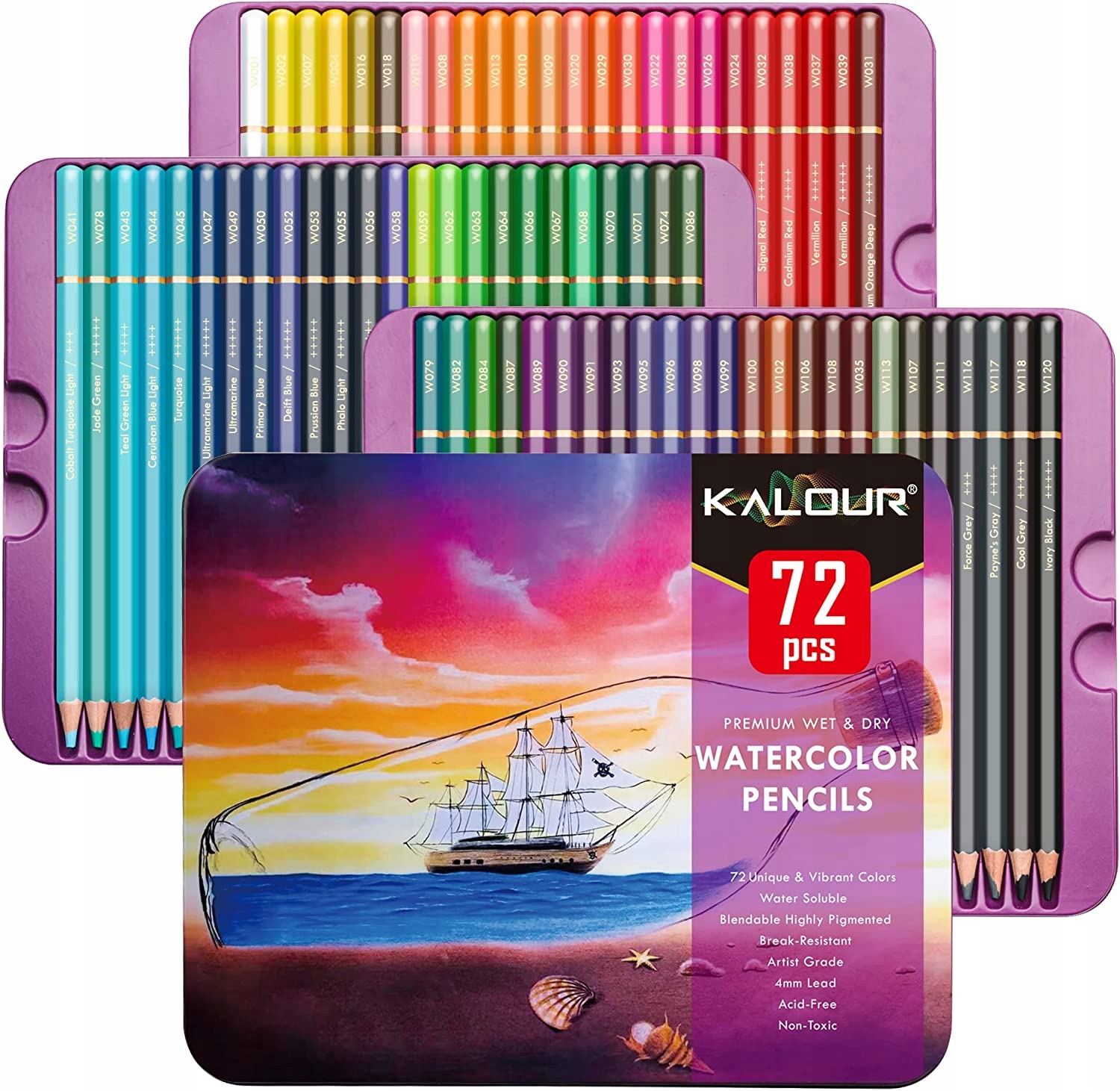 Pastelky Umělecké Kalour 72 Premium Akvarelové Profesionální