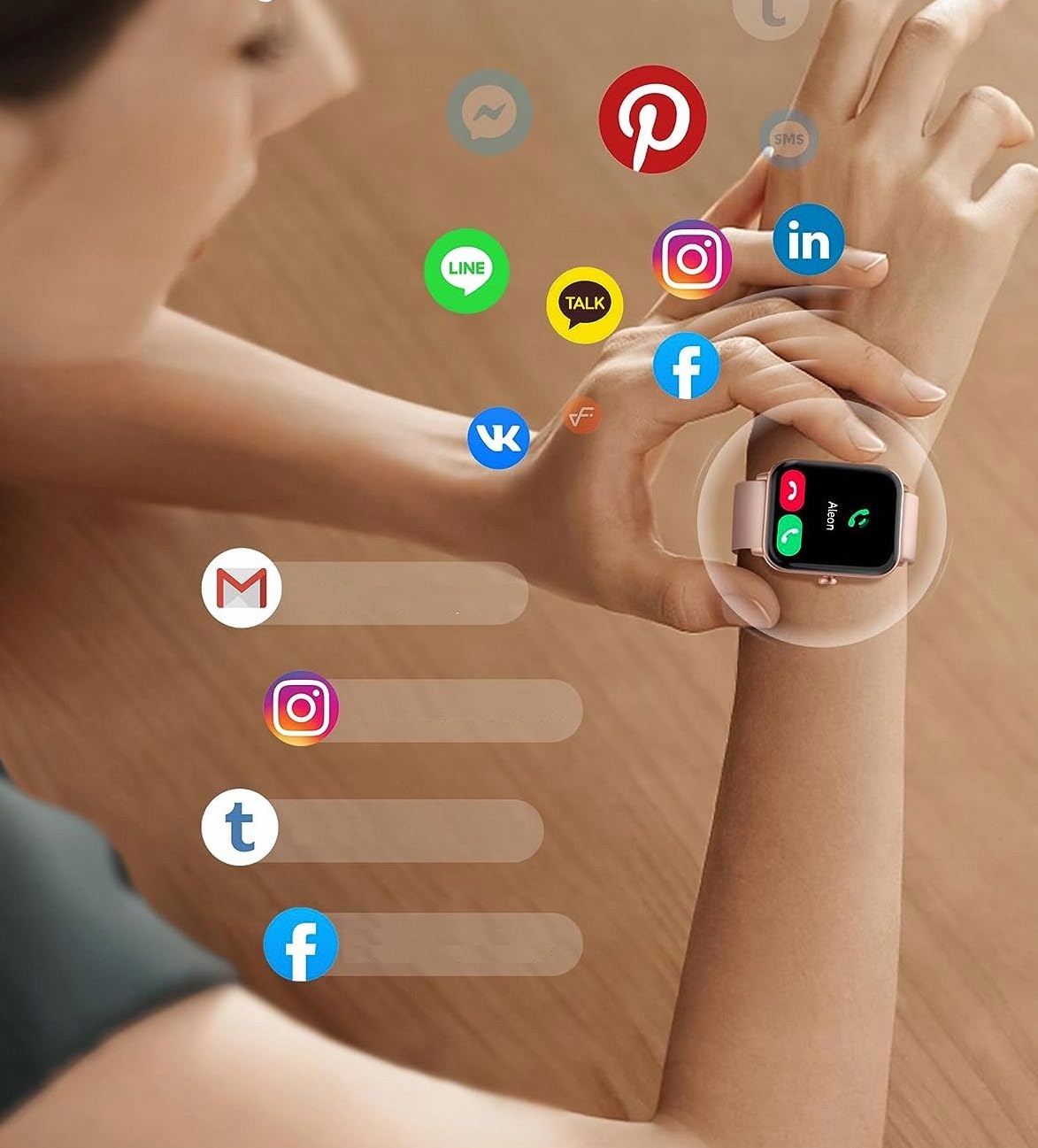 SMARTWATCH ZEGAREK DAMSKI POLSKIE MENU POŁĄCZENIA 2 PASKI SPORT ZDROWIE Materiał paska guma