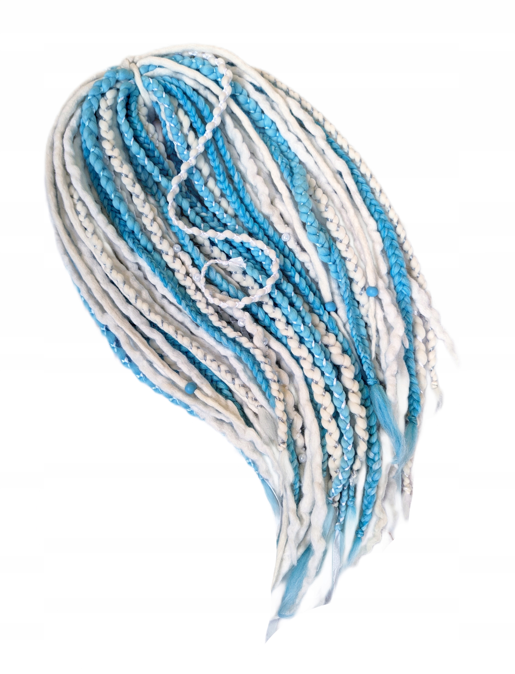 Vlněné pastelky Dredy, bílá modrá barva, Arktická Perla, 40 kusů