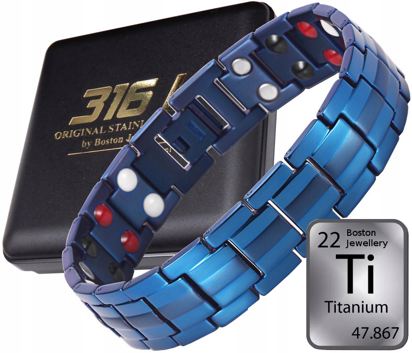 GRUBA TYTANOWA ZDROWOTNA BRANSOLETA MĘSKA MAGNETYCZNA MOCNA CZYSTY TYTAN