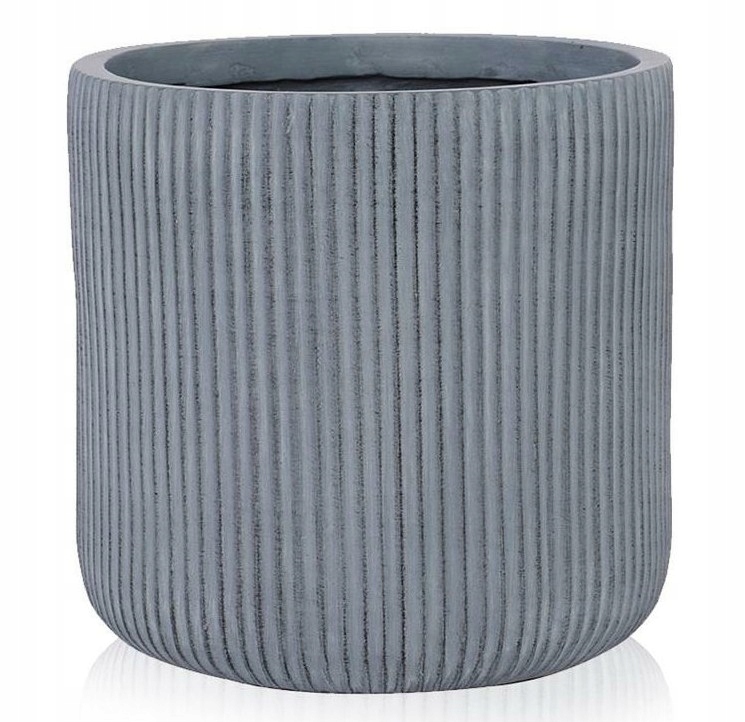 Doniczka ceramiczna osłonka dekoracyjna ryflowana szara 26 cm