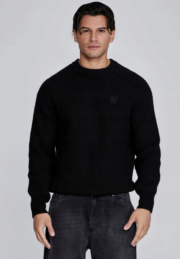 Siksilk pánský svetr černý Knitted Sweater SS-27081 velikost XL