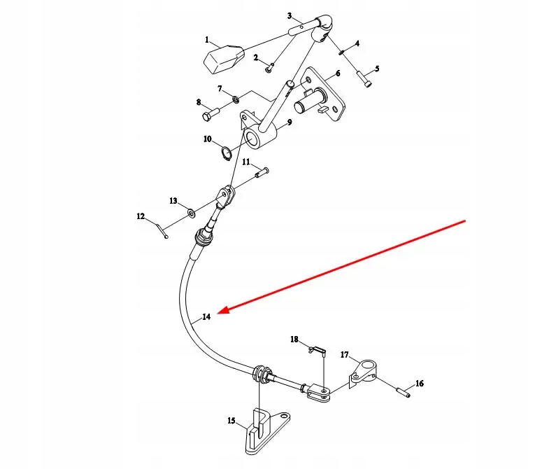 TE2S362020001K Cięgno zmiany biegów Numer katalogowy części ASTE2S362020001K