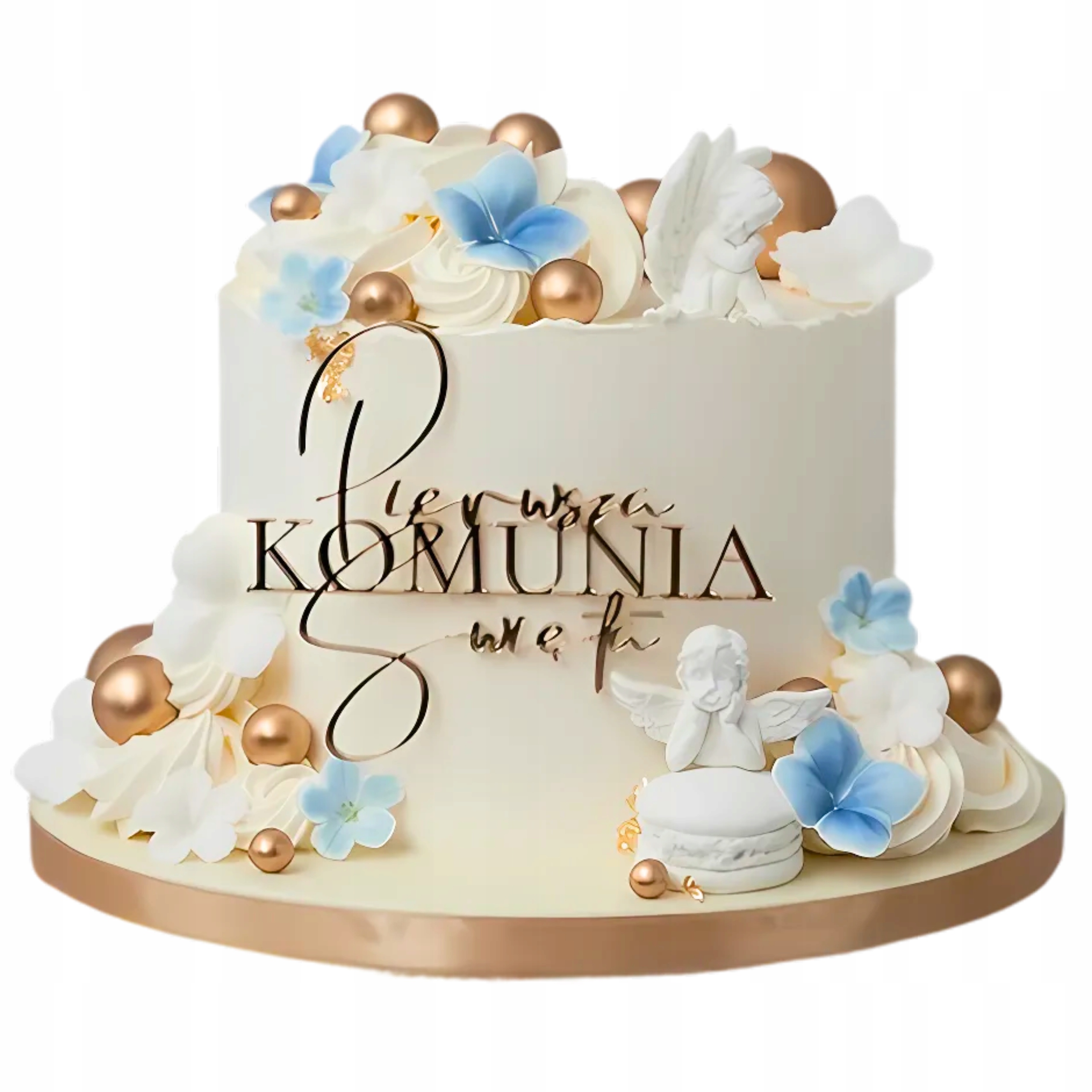 Zestaw do dekoracji na tort na Komunie 16el figurki na tort cukrowe opłatek