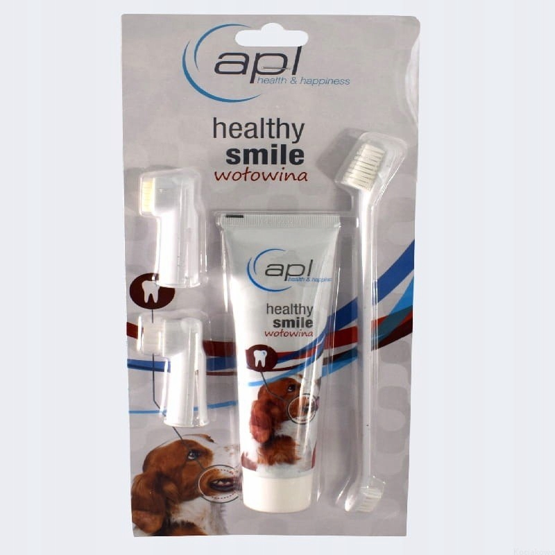 

Apl pasta do zębów o smaku wołowiny i szczoteczki