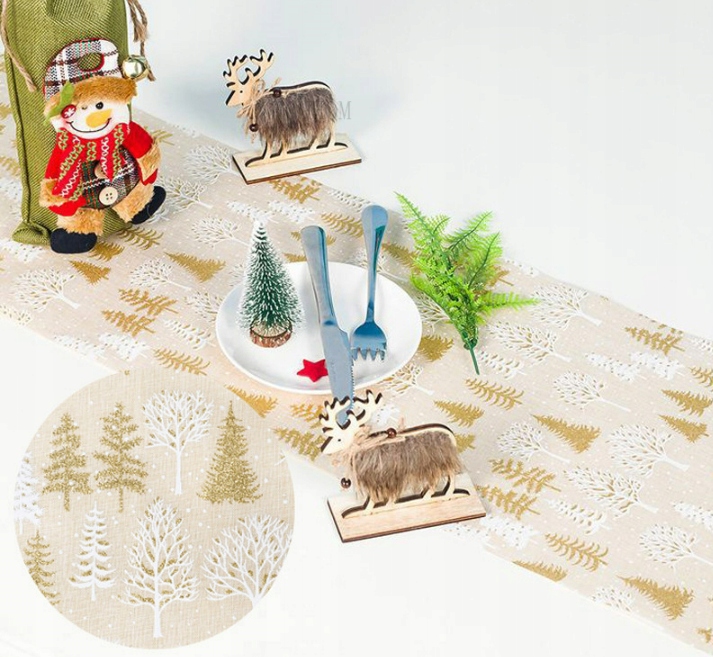 ŚWIĄTECZNY BIEŻNIK NA STÓŁ OBRUS WIGILIJNY DEKORACYJNY W ROLCE ŚWIĘTA Typ bieżnik