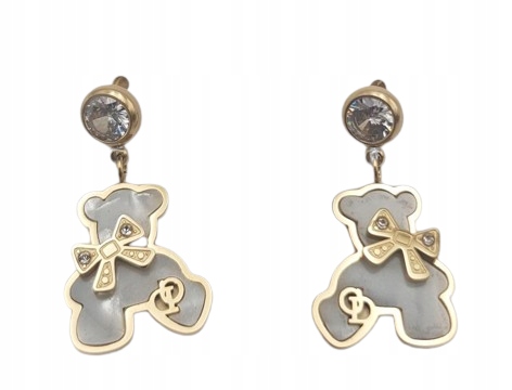 Xuping - piękne kolczyki stal chirurgiczna miś masa perłowa cyrkonia