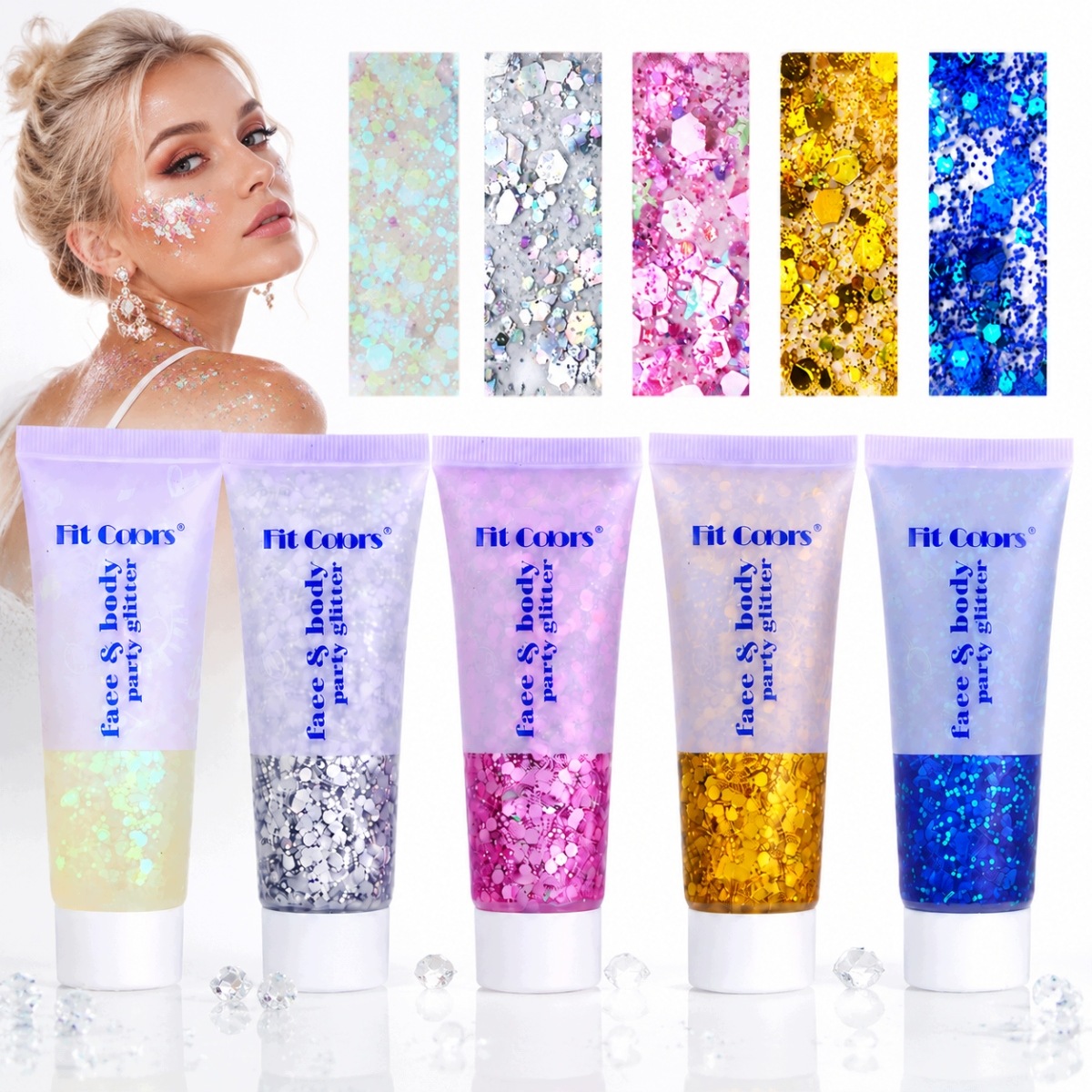 5 Gel brokátový hologram na obličej a tělo 50 ml Ideální na plesy, párty