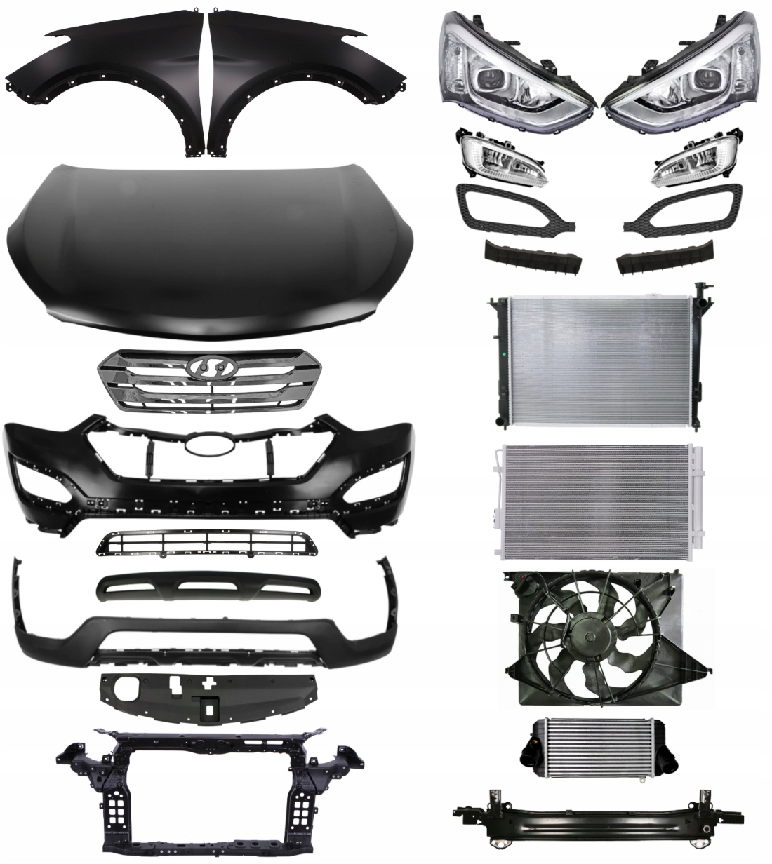 HYUNDAI SANTA FE 2012-2015 ZDERZAK MASKA LAMPY PAS