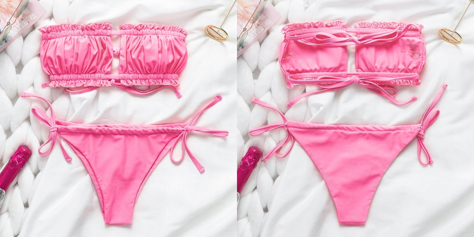 STRÓJ KĄPIELOWY DWUCZĘŚCIOWY SEXY BIKINI BRAZYLIJSKIE MARSZCZONA OPASKA M Wzór dominujący bez wzoru