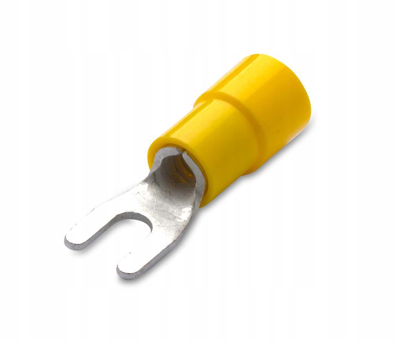 Końcówka kablowa izolowana widełkowa, 6/6, pvc, żółte, zakres 4-6 mm2, opak