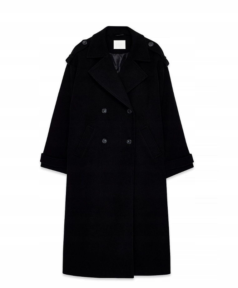 Na-kd Černý kabát Heavy Oversized Trenchcoat velikost 36