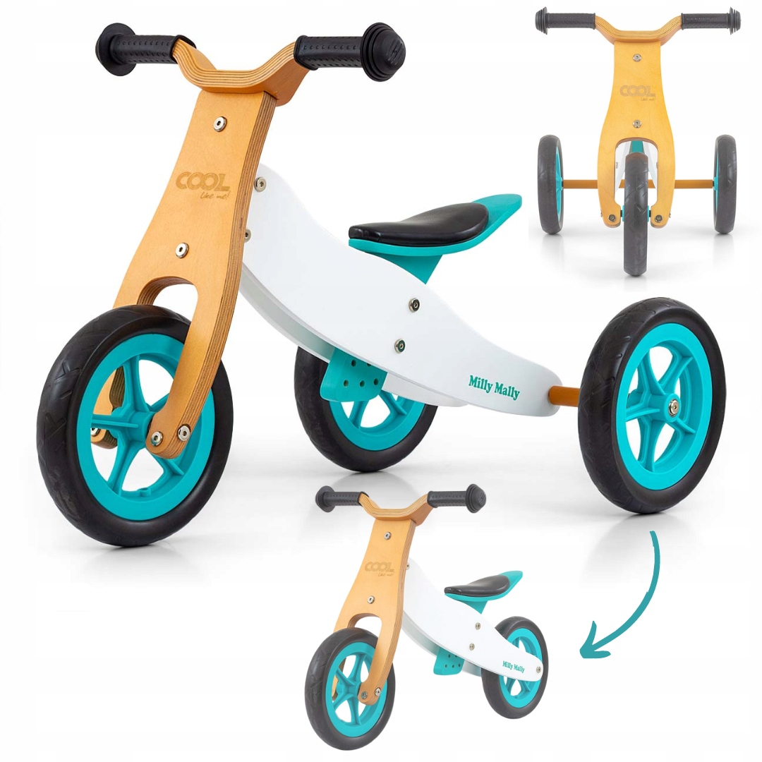 Rowerek trójkołowy biegowy dla dzieci 2w1 Cool Classic Mint Milly Mally